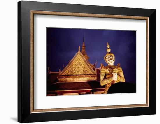 Statue Outside of Buddhist Temple-Paul Souders-Framed Photographic Print