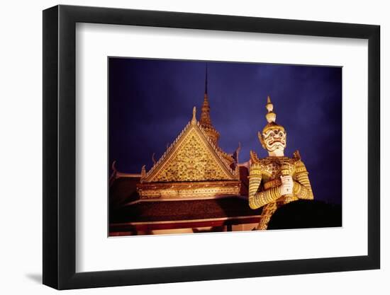 Statue Outside of Buddhist Temple-Paul Souders-Framed Photographic Print