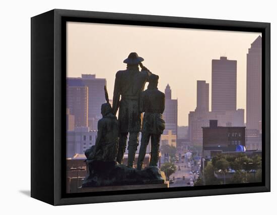 Statue Overlooking the City, Des Moines, Iowa-Chuck Haney-Framed Premier Image Canvas