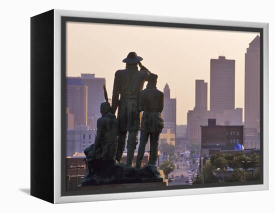 Statue Overlooking the City, Des Moines, Iowa-Chuck Haney-Framed Premier Image Canvas