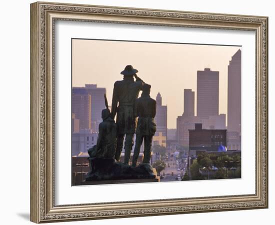 Statue Overlooking the City, Des Moines, Iowa-Chuck Haney-Framed Photographic Print