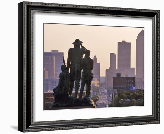 Statue Overlooking the City, Des Moines, Iowa-Chuck Haney-Framed Photographic Print