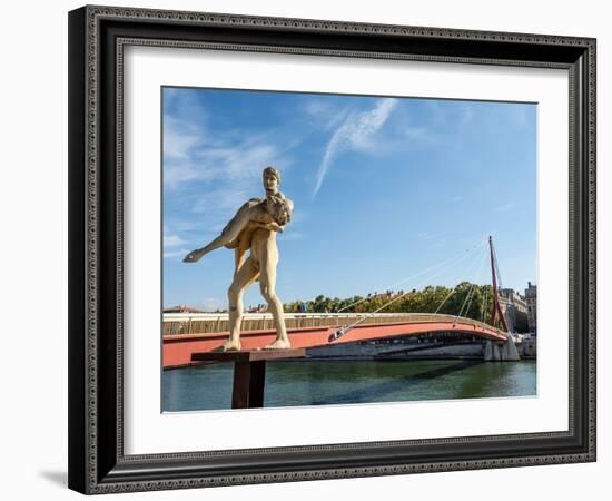 Statue The Weight of Oneself, Passarelle du Palais de Justice, Lyon, Auvergne-Rhone-Alpes, France-Jean Brooks-Framed Photographic Print