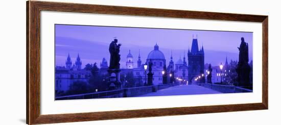 Statues Along a Bridge, Charles Bridge, Prague, Czech Republic-null-Framed Photographic Print