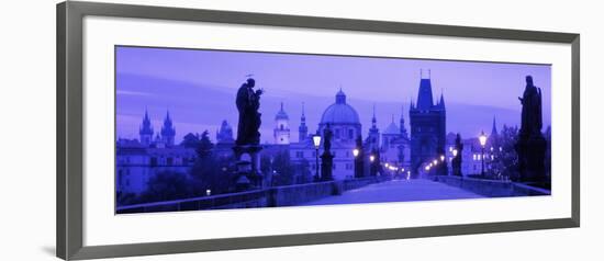 Statues Along a Bridge, Charles Bridge, Prague, Czech Republic-null-Framed Photographic Print