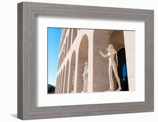 Statues at Palazzo della Civilta Italiana (Palazzo della Civilta del Lavoro) (Square Colosseum)-Nico Tondini-Framed Photographic Print