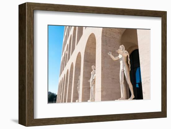 Statues at Palazzo della Civilta Italiana (Palazzo della Civilta del Lavoro) (Square Colosseum)-Nico Tondini-Framed Photographic Print
