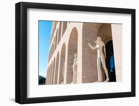 Statues at Palazzo della Civilta Italiana (Palazzo della Civilta del Lavoro) (Square Colosseum)-Nico Tondini-Framed Photographic Print