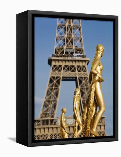 Statues at Trocadero and Eiffel Tower-Rudy Sulgan-Framed Premier Image Canvas