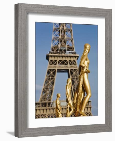 Statues at Trocadero and Eiffel Tower-Rudy Sulgan-Framed Photographic Print