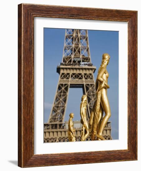 Statues at Trocadero and Eiffel Tower-Rudy Sulgan-Framed Photographic Print