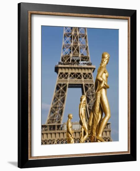 Statues at Trocadero and Eiffel Tower-Rudy Sulgan-Framed Photographic Print