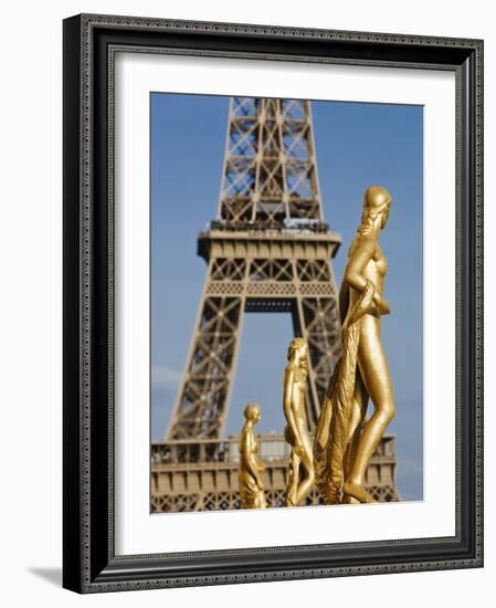 Statues at Trocadero and Eiffel Tower-Rudy Sulgan-Framed Photographic Print