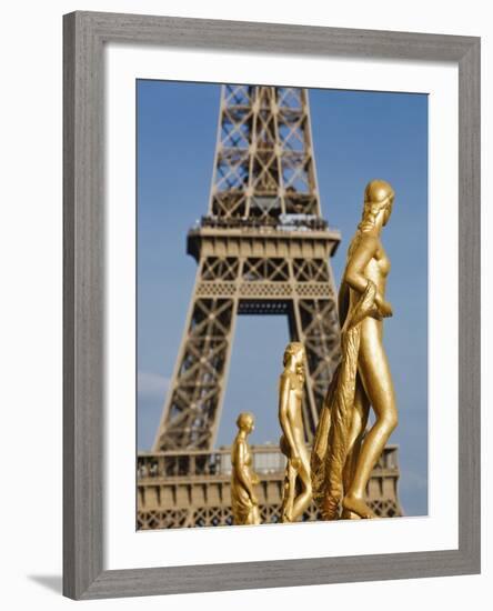 Statues at Trocadero and Eiffel Tower-Rudy Sulgan-Framed Photographic Print