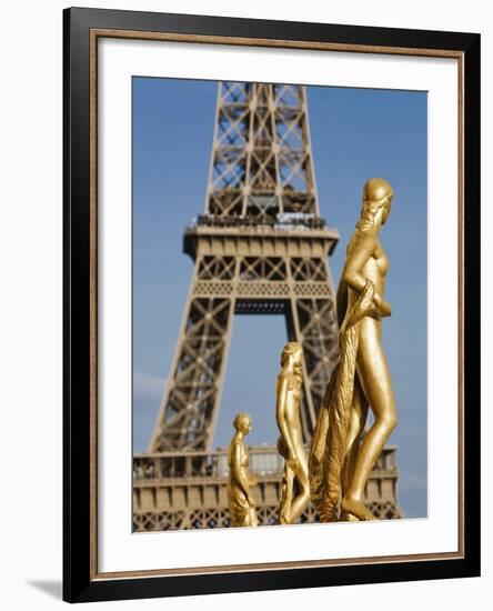 Statues at Trocadero and Eiffel Tower-Rudy Sulgan-Framed Photographic Print