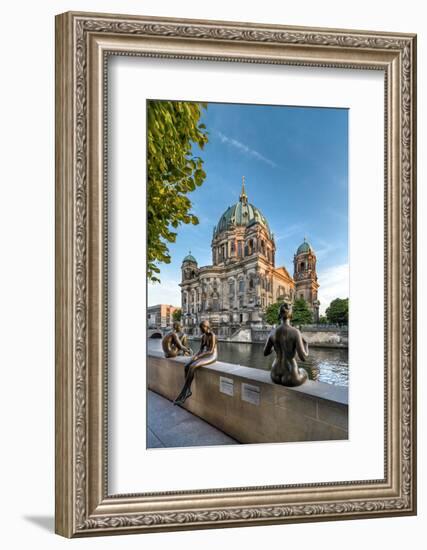 Statues in front of Berlin Dome and Spree River, Berlin, Germany-Sabine Lubenow-Framed Photographic Print