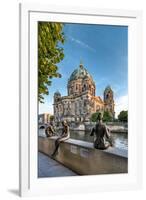 Statues in front of Berlin Dome and Spree River, Berlin, Germany-Sabine Lubenow-Framed Photographic Print