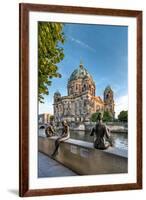 Statues in front of Berlin Dome and Spree River, Berlin, Germany-Sabine Lubenow-Framed Photographic Print