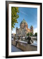 Statues in front of Berlin Dome and Spree River, Berlin, Germany-Sabine Lubenow-Framed Photographic Print