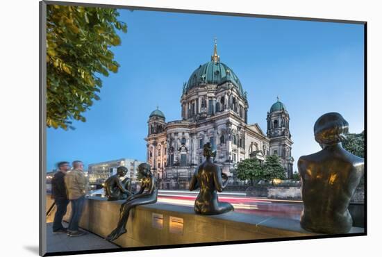 Statues in front of Berlin Dome and Spree River, Berlin, Germany-Sabine Lubenow-Mounted Photographic Print