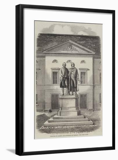 Statues of Goethe and Schiller at Weimar-null-Framed Giclee Print