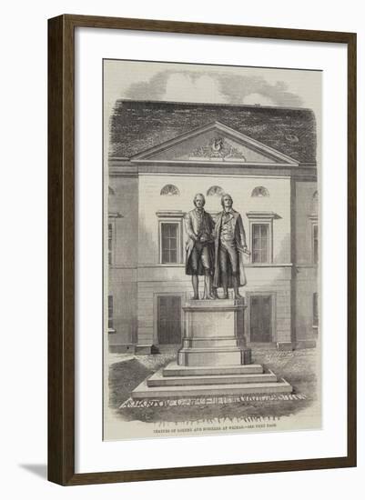 Statues of Goethe and Schiller at Weimar-null-Framed Giclee Print