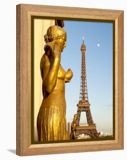 Statues of Palais De Chaillot and Eiffel Tower, Paris, France, Europe-Richard Nebesky-Framed Premier Image Canvas