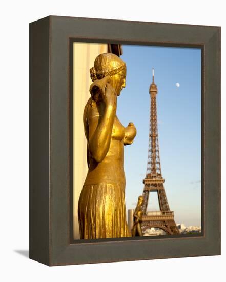 Statues of Palais De Chaillot and Eiffel Tower, Paris, France, Europe-Richard Nebesky-Framed Premier Image Canvas