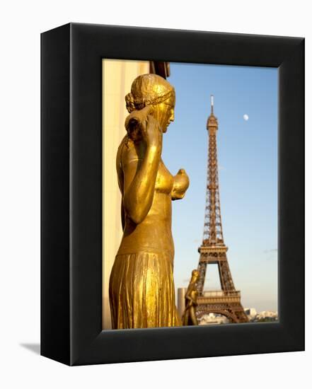 Statues of Palais De Chaillot and Eiffel Tower, Paris, France, Europe-Richard Nebesky-Framed Premier Image Canvas