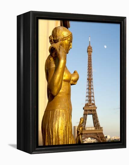 Statues of Palais De Chaillot and Eiffel Tower, Paris, France, Europe-Richard Nebesky-Framed Premier Image Canvas