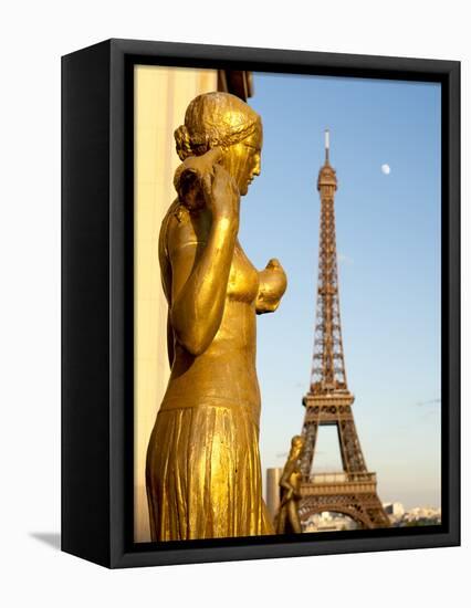 Statues of Palais De Chaillot and Eiffel Tower, Paris, France, Europe-Richard Nebesky-Framed Premier Image Canvas