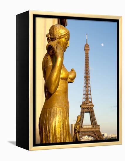 Statues of Palais De Chaillot and Eiffel Tower, Paris, France, Europe-Richard Nebesky-Framed Premier Image Canvas