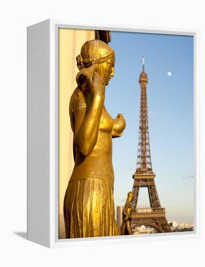 Statues of Palais De Chaillot and Eiffel Tower, Paris, France, Europe-Richard Nebesky-Framed Premier Image Canvas