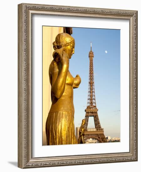Statues of Palais De Chaillot and Eiffel Tower, Paris, France, Europe-Richard Nebesky-Framed Photographic Print