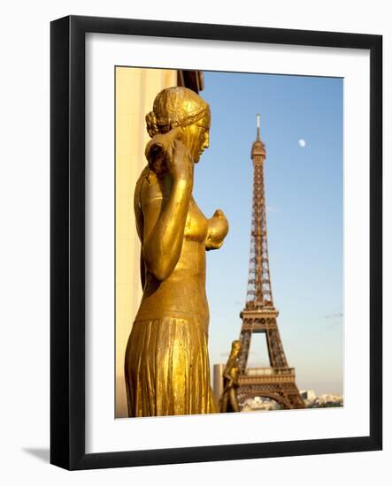 Statues of Palais De Chaillot and Eiffel Tower, Paris, France, Europe-Richard Nebesky-Framed Photographic Print