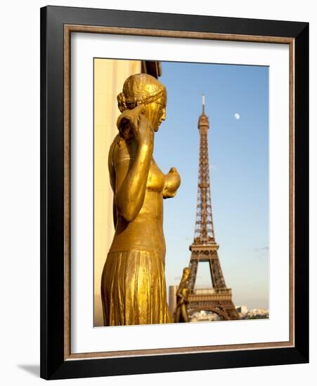 Statues of Palais De Chaillot and Eiffel Tower, Paris, France, Europe-Richard Nebesky-Framed Photographic Print