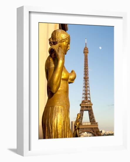 Statues of Palais De Chaillot and Eiffel Tower, Paris, France, Europe-Richard Nebesky-Framed Photographic Print