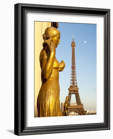 Statues of Palais De Chaillot and Eiffel Tower, Paris, France, Europe-Richard Nebesky-Framed Photographic Print