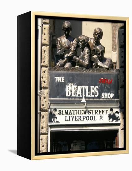 Statues of the Beatles, the Cavern Quarter, Liverpool, England, United Kingdom-Charles Bowman-Framed Premier Image Canvas
