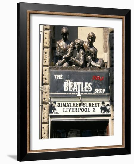 Statues of the Beatles, the Cavern Quarter, Liverpool, England, United Kingdom-Charles Bowman-Framed Photographic Print