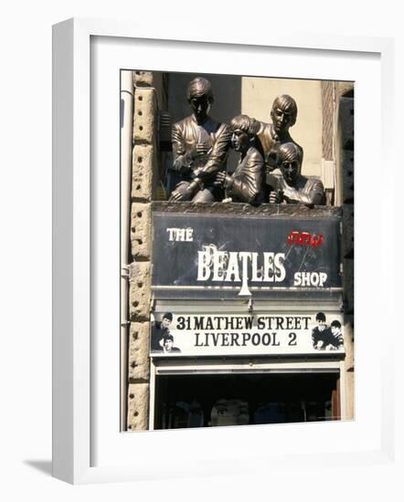 Statues of the Beatles, the Cavern Quarter, Liverpool, England, United Kingdom-Charles Bowman-Framed Photographic Print