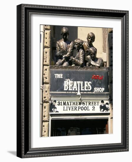 Statues of the Beatles, the Cavern Quarter, Liverpool, England, United Kingdom-Charles Bowman-Framed Photographic Print