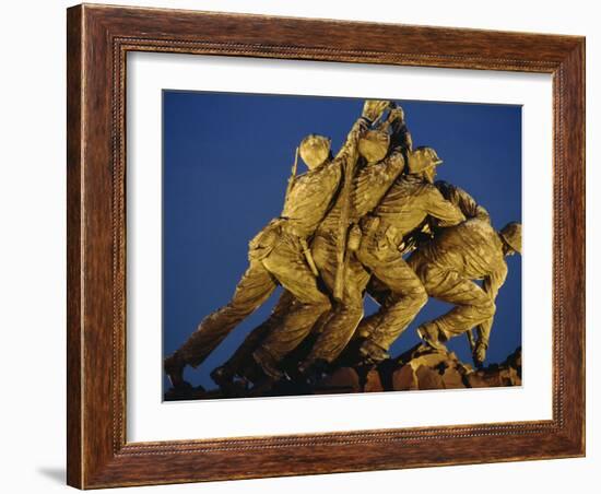 Statues of the U.S. Marine Corps on the Iwo Jima Memorial at Night in Arlington, Virginia, USA-Hodson Jonathan-Framed Photographic Print