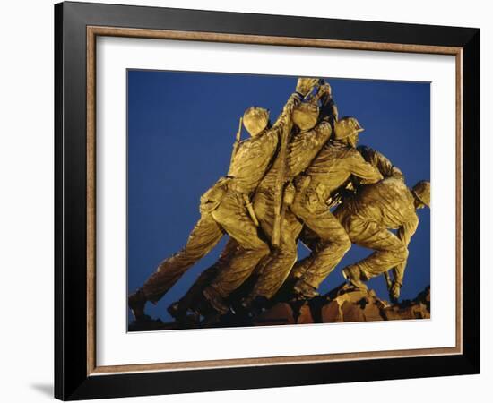 Statues of the U.S. Marine Corps on the Iwo Jima Memorial at Night in Arlington, Virginia, USA-Hodson Jonathan-Framed Photographic Print