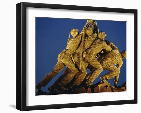 Statues of the U.S. Marine Corps on the Iwo Jima Memorial at Night in Arlington, Virginia, USA-Hodson Jonathan-Framed Photographic Print