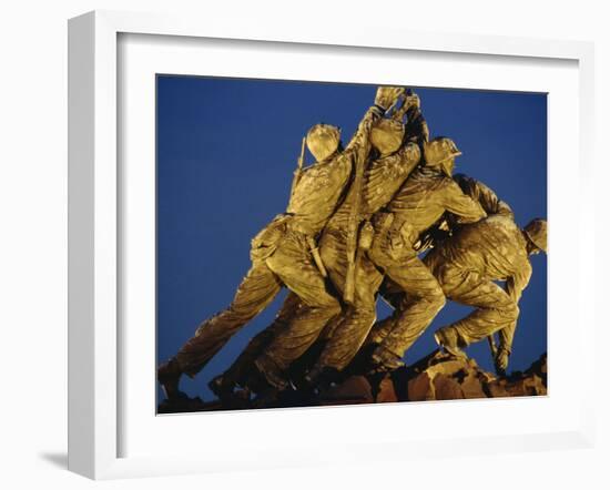Statues of the U.S. Marine Corps on the Iwo Jima Memorial at Night in Arlington, Virginia, USA-Hodson Jonathan-Framed Photographic Print