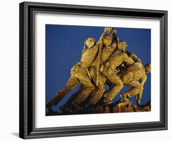 Statues of the U.S. Marine Corps on the Iwo Jima Memorial at Night in Arlington, Virginia, USA-Hodson Jonathan-Framed Photographic Print