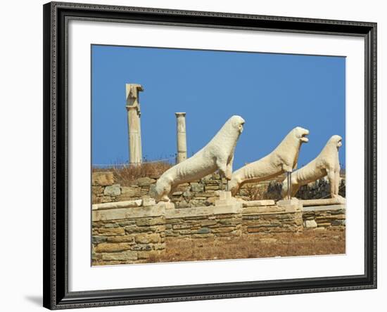 Statues on the Lion Terrace, Delos, UNESCO World Heritage Site, Cyclades Islands, Greek Islands, Gr-Tuul-Framed Photographic Print