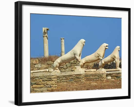 Statues on the Lion Terrace, Delos, UNESCO World Heritage Site, Cyclades Islands, Greek Islands, Gr-Tuul-Framed Photographic Print