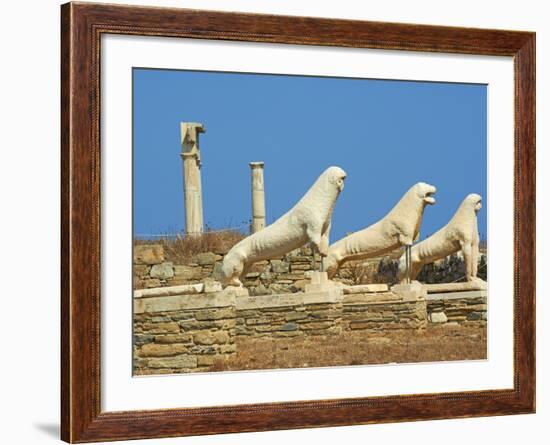 Statues on the Lion Terrace, Delos, UNESCO World Heritage Site, Cyclades Islands, Greek Islands, Gr-Tuul-Framed Photographic Print